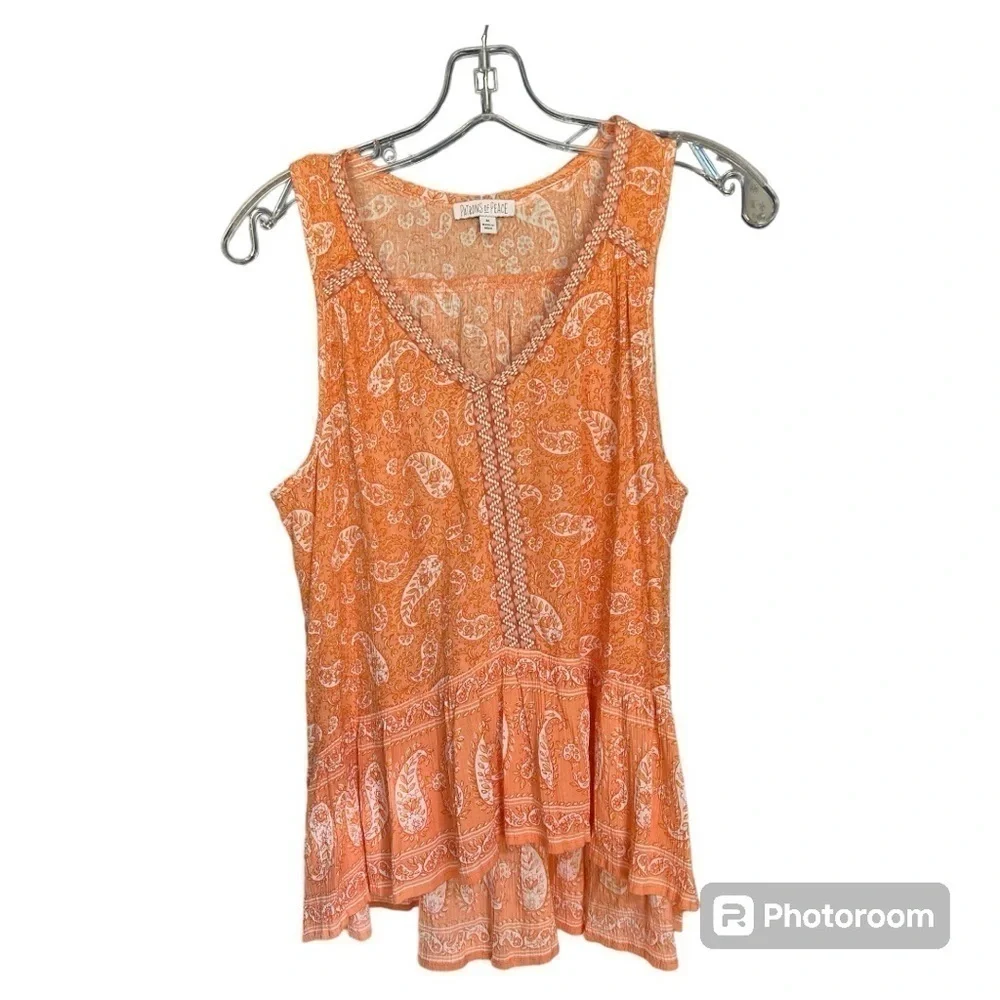 EUC Patrons of Peace boho paisley peplum tank top size M - Picture 1 of 5